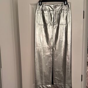 Anthropologie Shimmering Silver Skirt